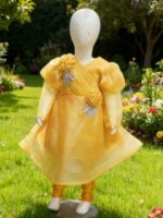 Girls Fancy Chiffon Stone Work Dress with Katan Chamki Trouser - Image 6