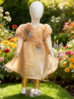 Girls Fancy Chiffon Stone Work Dress with Katan Chamki Trouser - Image 3
